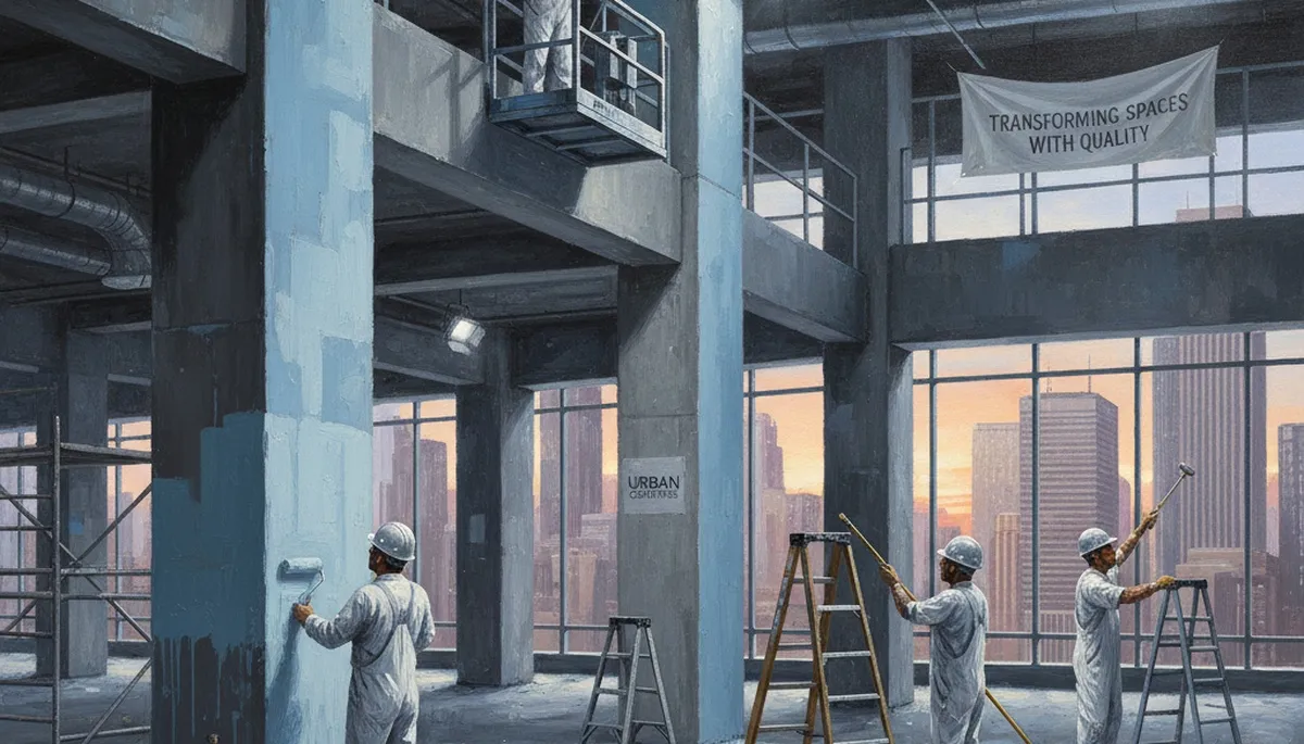 Atlanta commercial painters applying durable exterior coating for business property weather protection