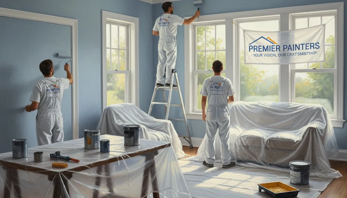 Interior house painting in Atlanta, GA by professional painters in a home interior setting