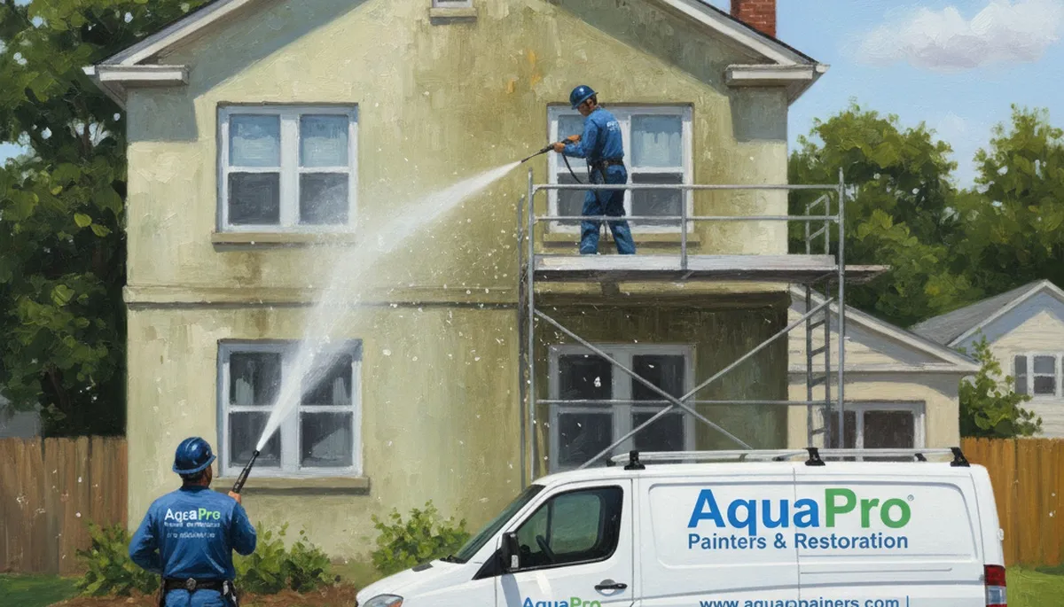 Atlanta Paint Pros pressure cleaning exterior surfaces in Atlanta, GA to remove grime and boost curb appeal