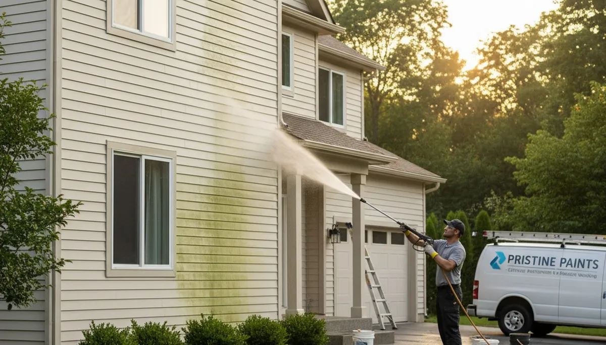 Vinyl siding pressure cleaning in Atlanta, GA for dirt, mildew, and grime removal